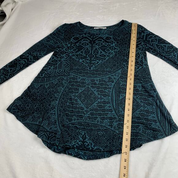 Peruvian Connection Tunic Swing Tee XS Small Burnout Sheer Long Sleeve Oversized - Picture 9 of 10